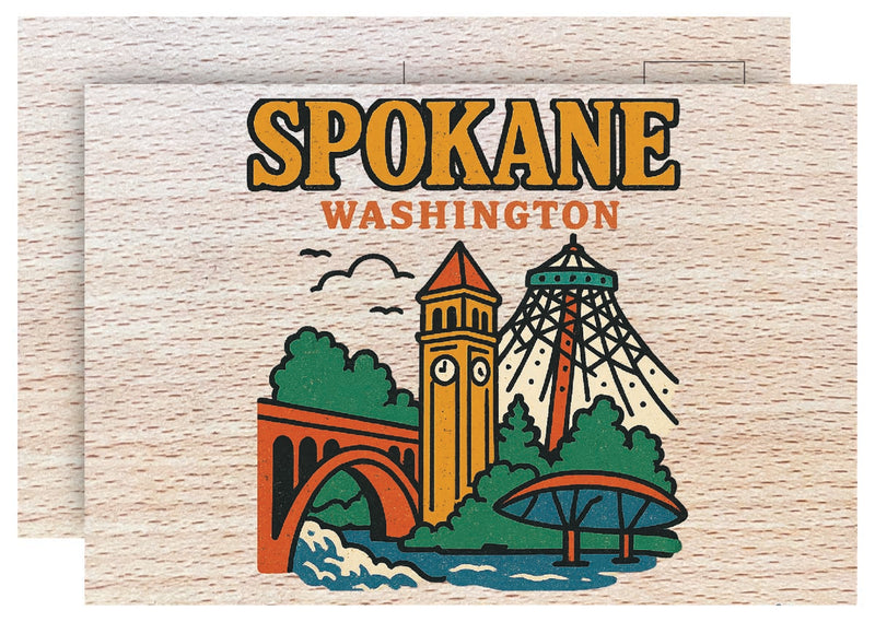 Spokane Washington Vintage Full Color Vintage Design 4 x 6 Souvenir Wood Postcard
