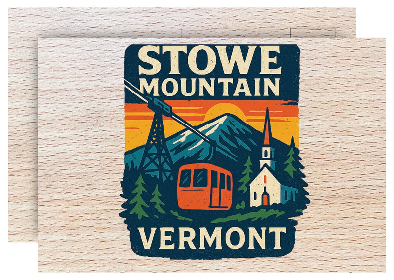 Stowe Mountain Vermont Vintage Full Color Vintage Design 4 x 6 Souvenir Wood Postcard