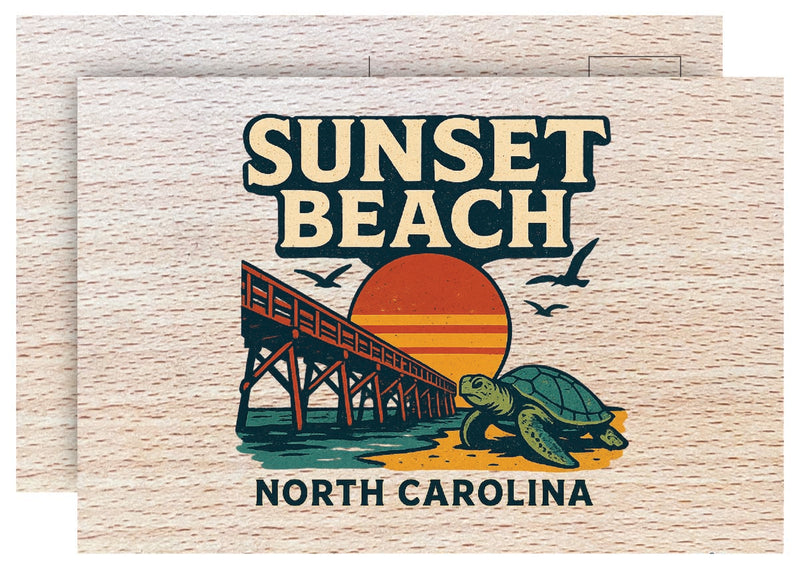 Sunset Beach North Carolina Vintage Full Color Vintage Design 4 x 6 Souvenir Wood Postcard