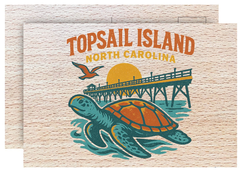 Topsail Island North Carolina Vintage Full Color Vintage Design 4 x 6 Souvenir Wood Postcard