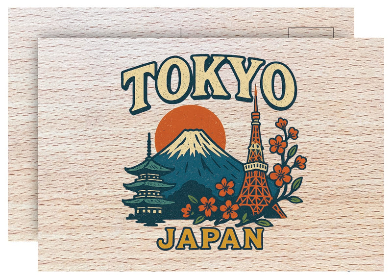 Tokyo Japan Vintage Full Color Vintage Design 4 x 6 Souvenir Wood Postcard