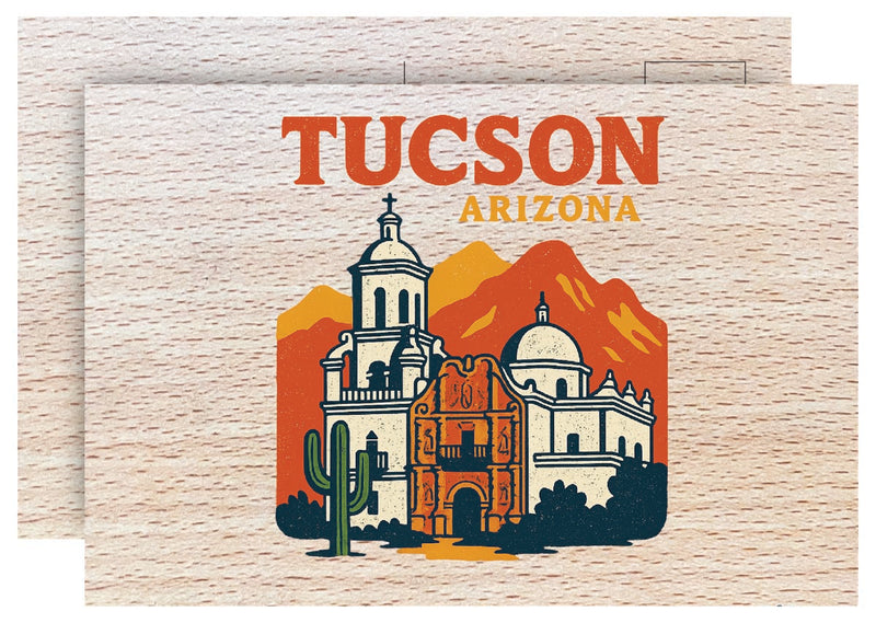 Tucson Arizona Vintage Full Color Vintage Design 4 x 6 Souvenir Wood Postcard