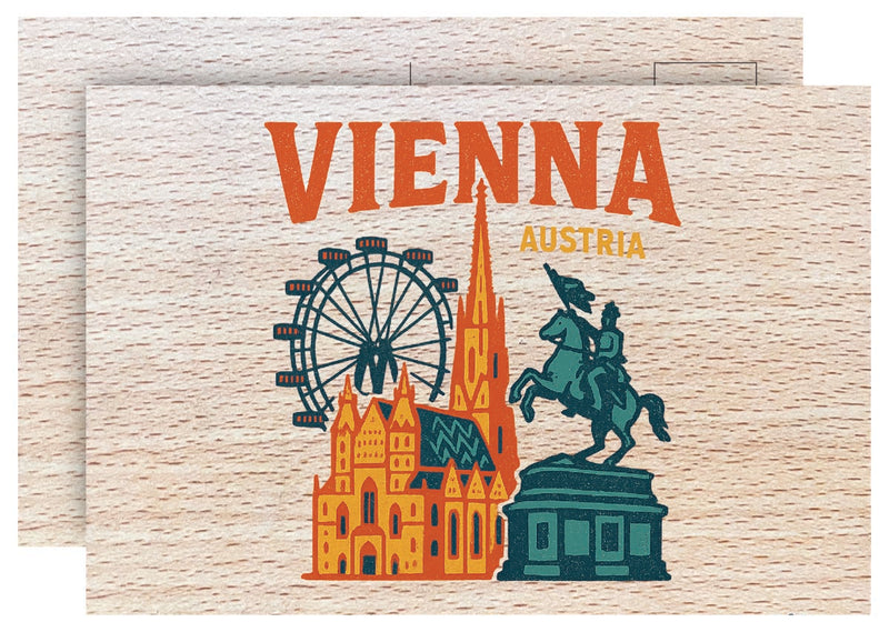 Vienna Austria Vintage Full Color Vintage Design 4 x 6 Souvenir Wood Postcard