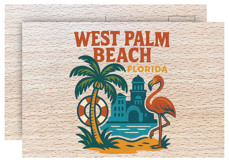 West Palm Beach Florida Vintage Full Color Vintage Design 4 x 6 Souvenir Wood Postcard