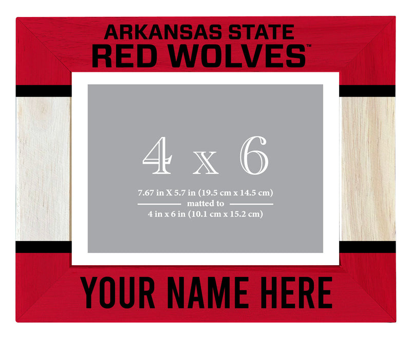 Arkansas State Customizable Wooden Photo Frame Matted 4"x 6" Officially Licensed Collegiate Product Printed