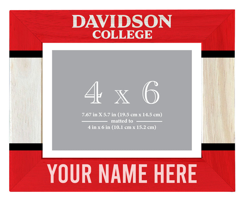 Davidson College Customizable Wooden Photo Frame Matted 4"x 6" Officially Licensed Collegiate Product Printed
