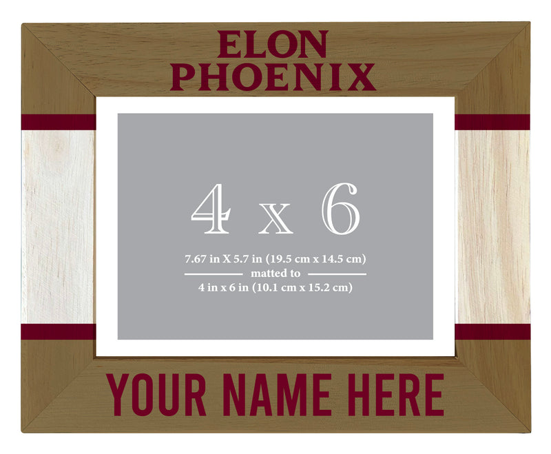 Elon University Customizable Wooden Photo Frame Matted 4"x 6" Officially Licensed Collegiate Product Printed