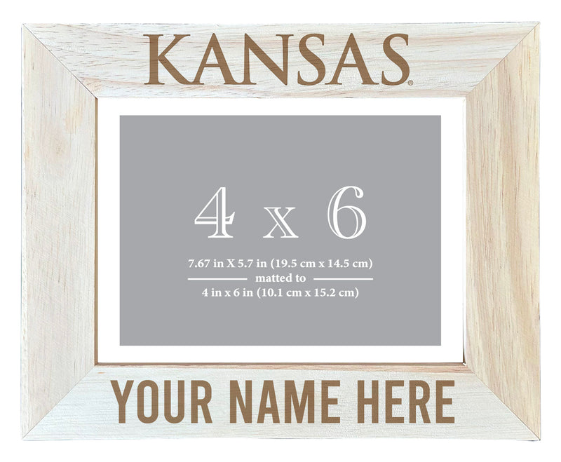 Kansas Jayhawks Customizable Wooden Photo Frame Matted 4"x 6" Officially Licensed Collegiate Product Engraved