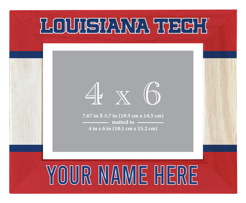 Louisiana Tech Bulldogs Customizable Wooden Photo Frame Matted 4"x 6" Officially Licensed Collegiate Product Printed