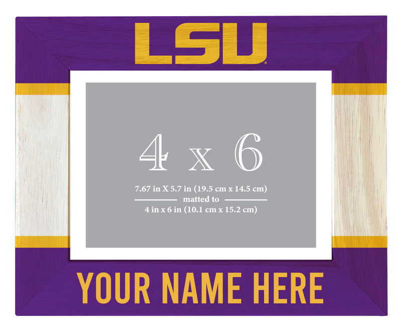 LSU Tigers Customizable Wooden Photo Frame Matted 4"x 6" Officially Licensed Collegiate Product Printed