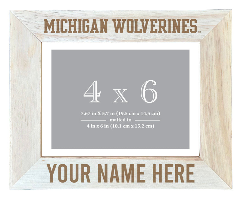 Michigan Wolverines Customizable Wooden Photo Frame Matted 4"x 6" Officially Licensed Collegiate Product Engraved