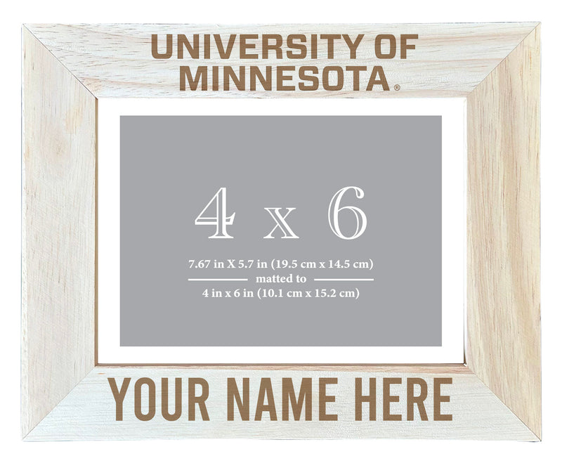 Minnesota Gophers Customizable Wooden Photo Frame Matted 4"x 6" Officially Licensed Collegiate Product Engraved
