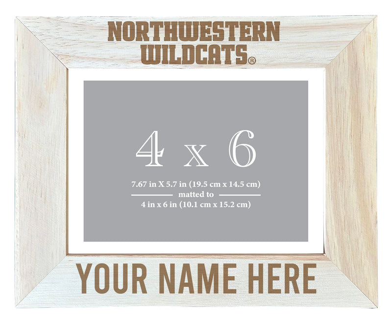 Northwestern University Wildcats Customizable Wooden Photo Frame Matted 4"x 6" Officially Licensed Collegiate Product Engraved