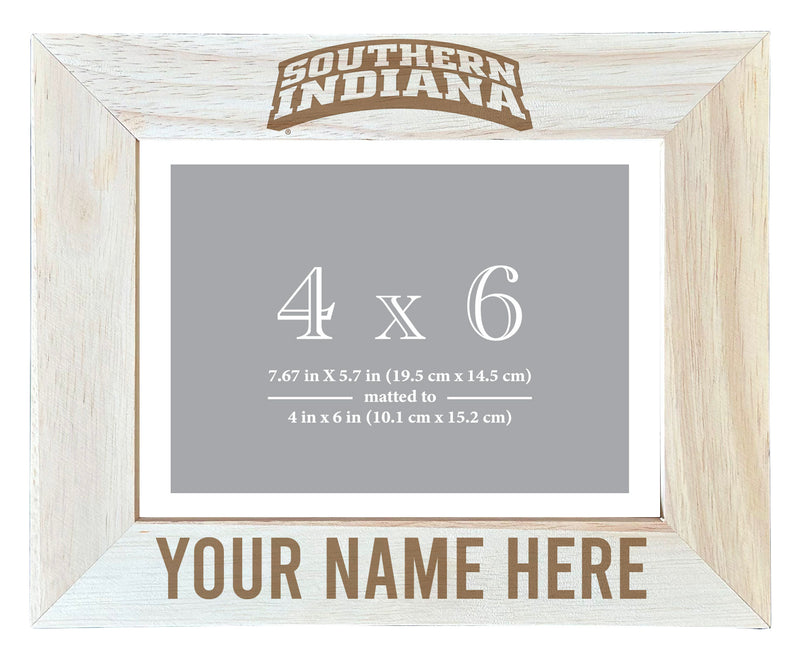 University of Southern Indiana Customizable Wooden Photo Frame Matted 4"x 6" Officially Licensed Collegiate Product Engraved