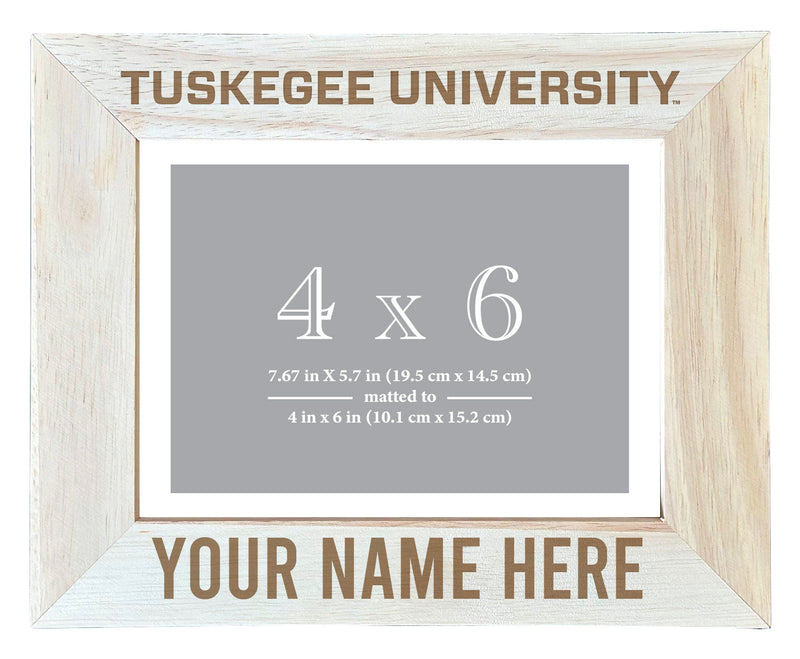 Tuskegee University Customizable Wooden Photo Frame Matted 4"x 6" Officially Licensed Collegiate Product Engraved