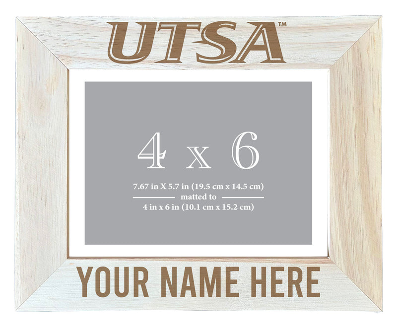 UTSA Road Runners Customizable Wooden Photo Frame Matted 4"x 6" Officially Licensed Collegiate Product Engraved