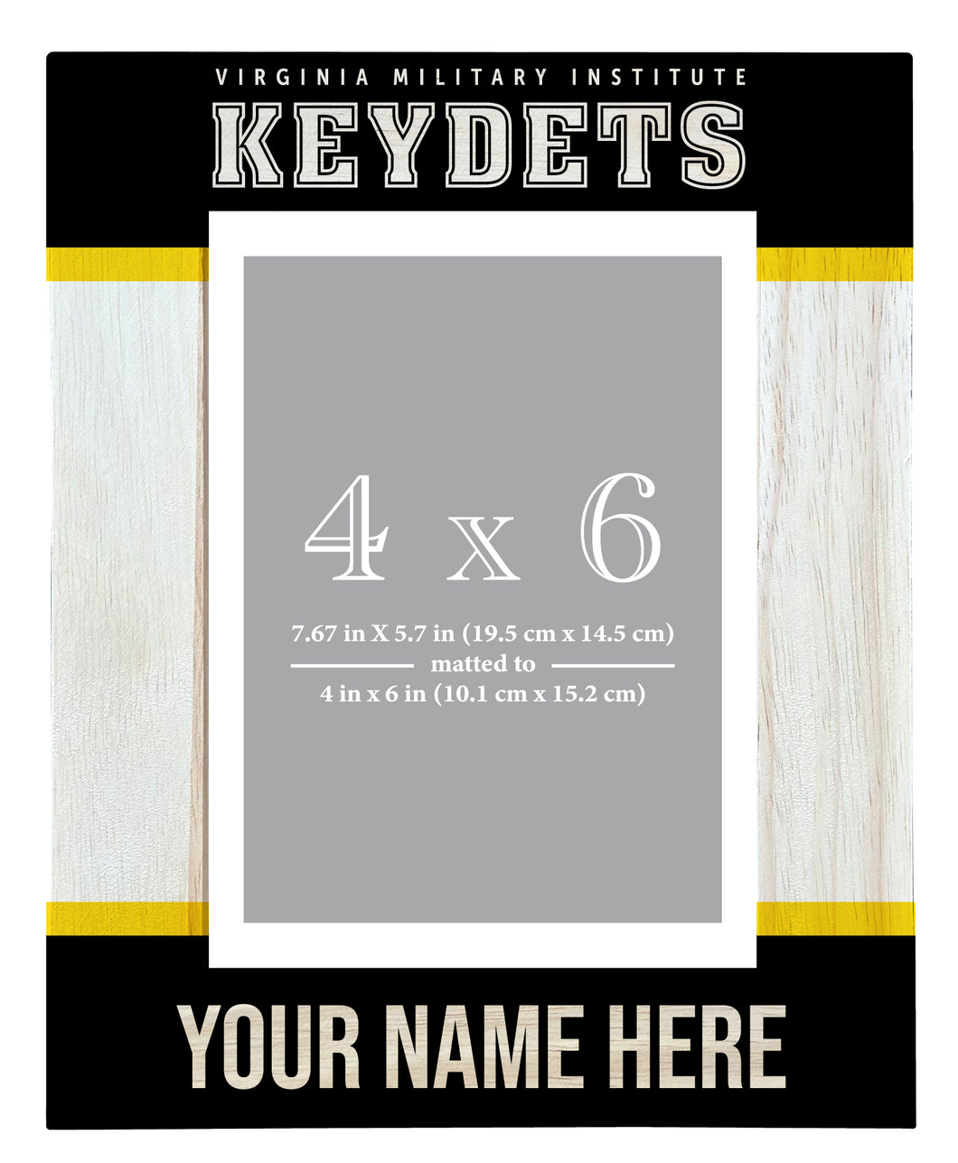 VMI Keydets Customizable Wooden Photo Frame - 4 x 6 Inch - Personalized Elegant Matted Display for Memories