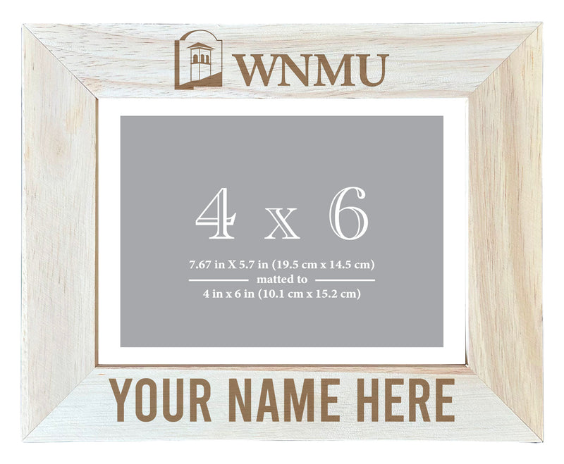 Western New Mexico University Customizable Wooden Photo Frame Matted 4"x 6" Officially Licensed Collegiate Product Engraved