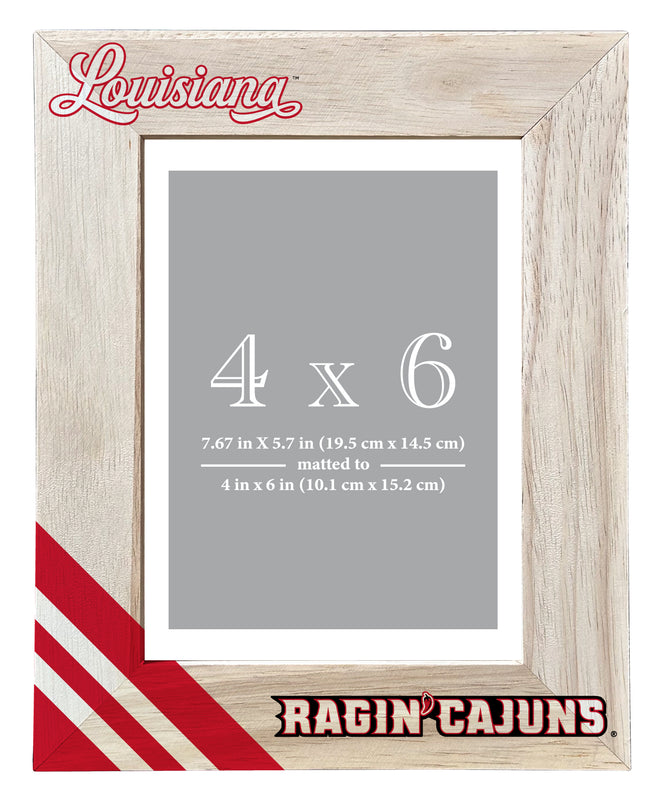 Louisiana at Lafayette Ragin' Cajuns Officially Licensed College Printed Wooden Photo Frame 4x6 – Vertical Display