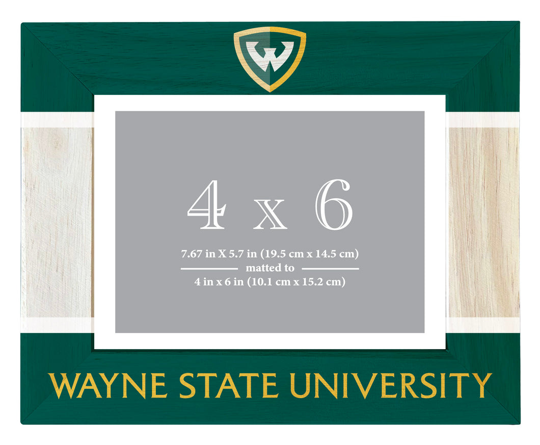 Wayne State Wooden Photo Frame Matted to 4 x 6 Inch Officially Licensed Collegiate Product 