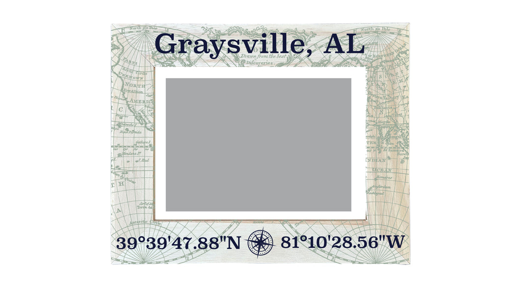 Graysville Alabama Wooden Photo Frame Compass Coordinates Design Matted to 4 x 6