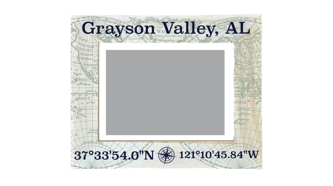 Grayson Valley Alabama Wooden Photo Frame Compass Coordinates Design Matted to 4 x 6