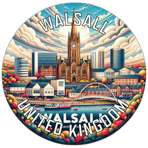 Walsall United Kingdom Souvenir Die Cut Flat Magnet 6-Inch