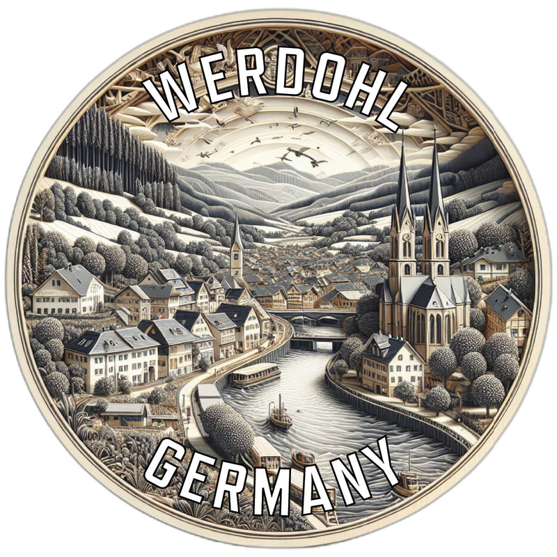 Werdohl Germany Souvenir Die Cut Flat Magnet 2-Inch