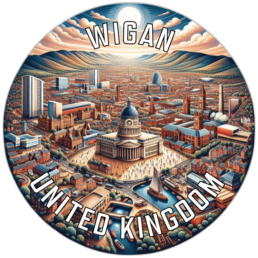 Wigan United Kingdom Souvenir Die Cut Flat Magnet 4-Inch