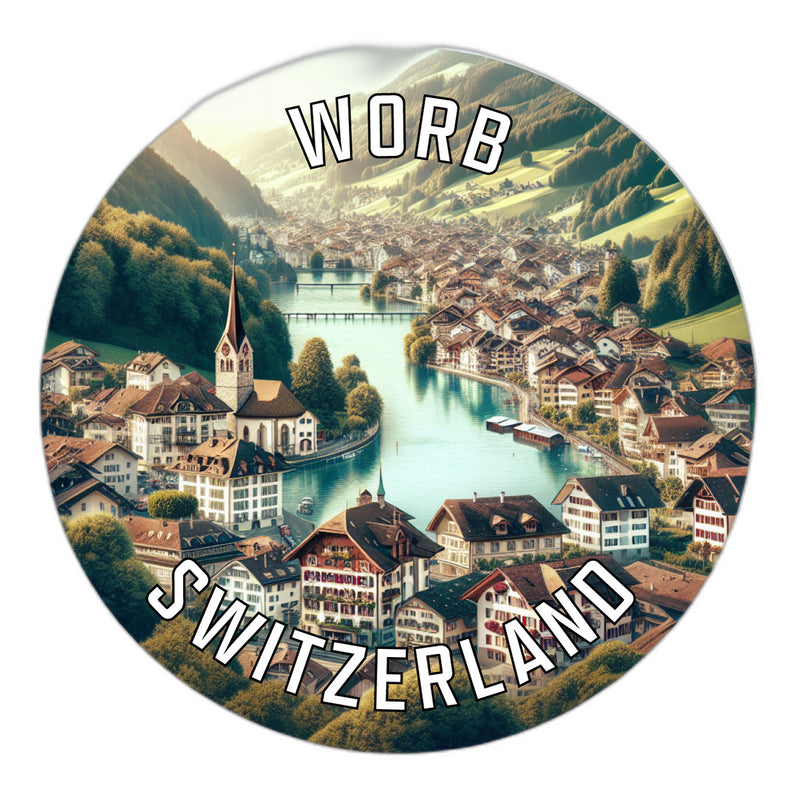 Worb Switzerland Souvenir Die Cut Flat Magnet 6-Inch