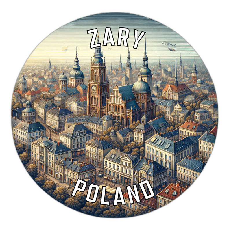 Zary Poland Souvenir Die Cut Flat Magnet 6-Inch