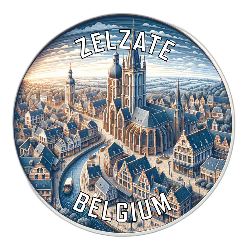 Zelzate Belgium Souvenir Die Cut Flat Magnet 2-Inch