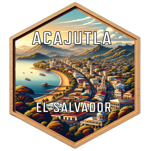 Acajutla El Salvador Souvenir Travel Destination Die Cut Hexagon Fridge Magnet 6-Inch