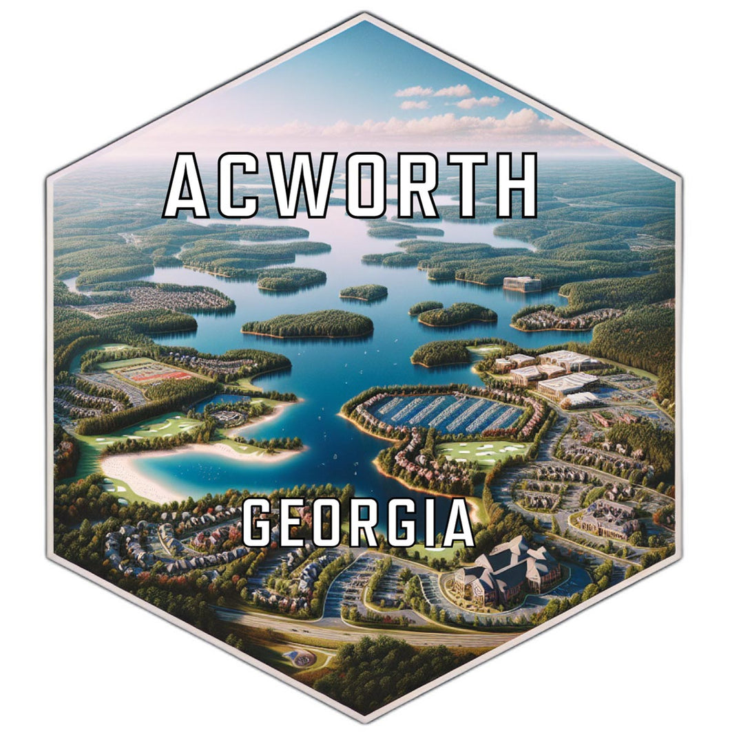 Acworth Georgia Souvenir Travel Destination Die Cut Hexagon Fridge Magnet 6-Inch