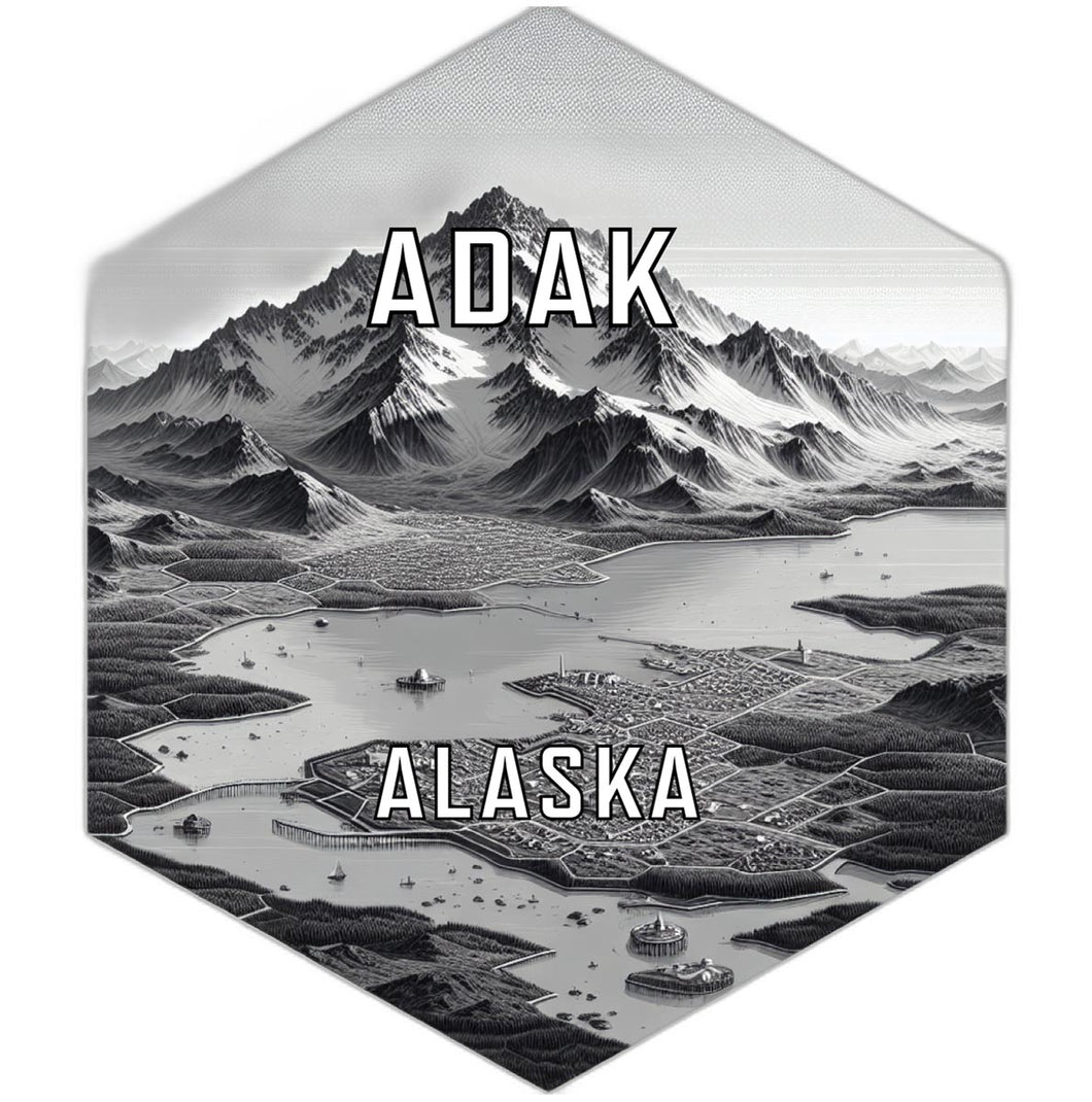 Adak Alaska Souvenir Travel Destination Die Cut Hexagon Fridge Magnet 2-Inch