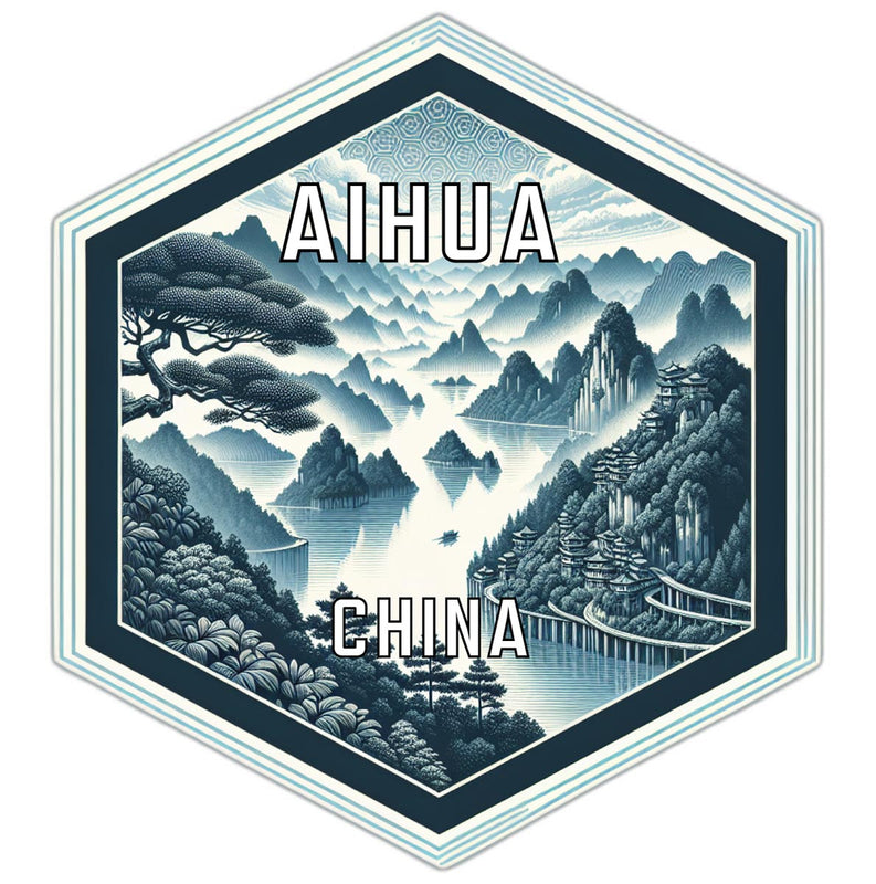 Aihua China Travel Destination Souvenir Vinyl Decal Sticker 2-Inch