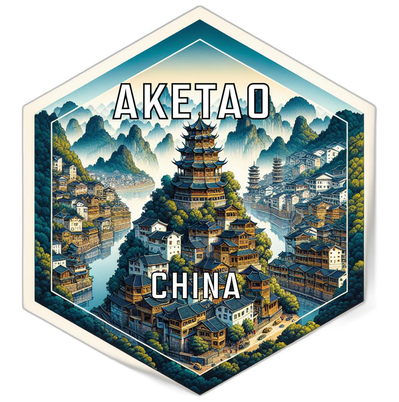 Aketao China Souvenir Travel Destination Die Cut Hexagon Fridge Magnet 2-Inch