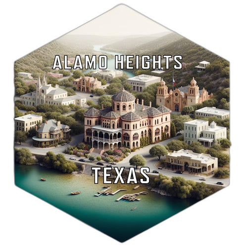 Alamo Heights Texas Souvenir Travel Destination Die Cut Hexagon Fridge Magnet 2-Inch