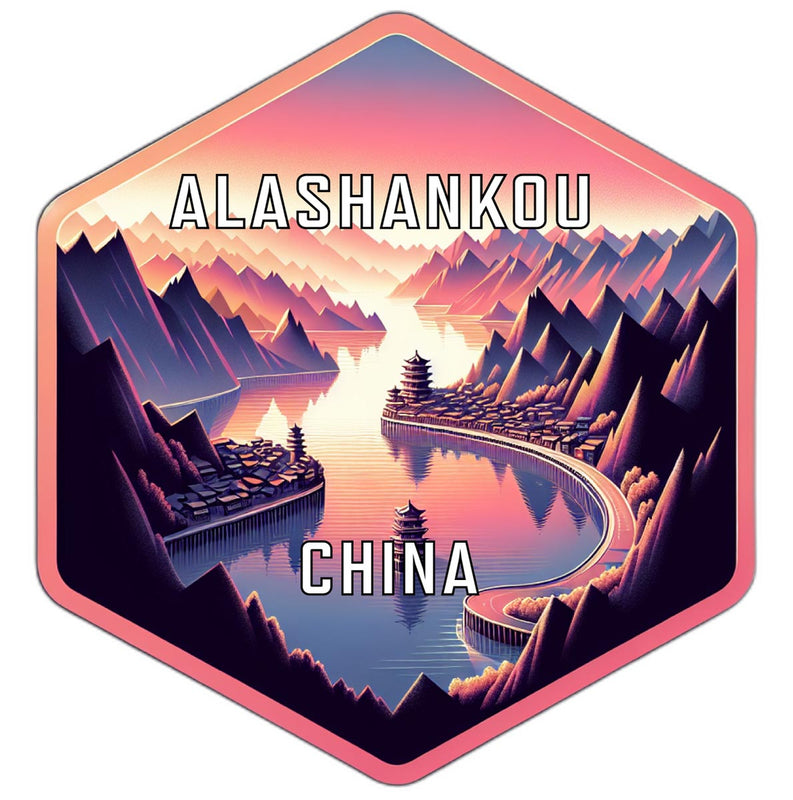 Alashankou China Souvenir Travel Destination Die Cut Hexagon Fridge Magnet 6-Inch