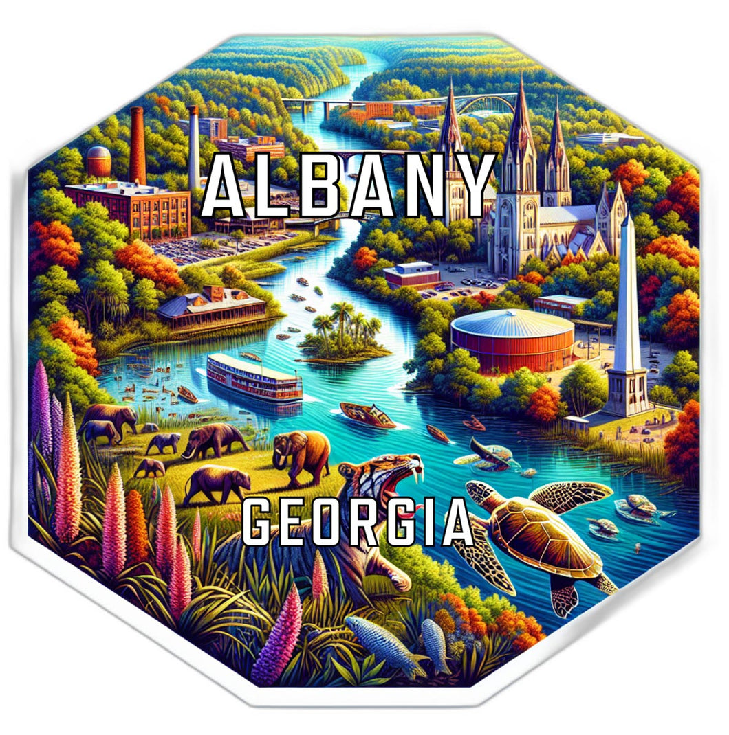 Albany Georgia Souvenir Travel Destination Die Cut Hexagon Fridge Magnet 2-Inch