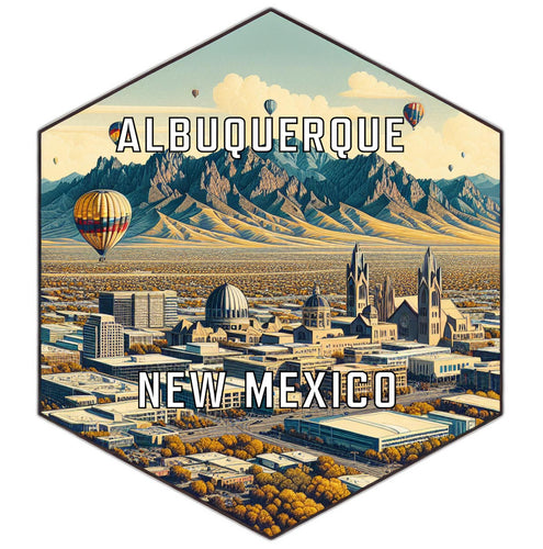 Albuquerque New Mexico Souvenir Travel Destination Die Cut Hexagon Fridge Magnet 6-Inch