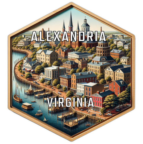 Alexandria Virginia Souvenir Travel Destination Die Cut Hexagon Fridge Magnet 2-Inch