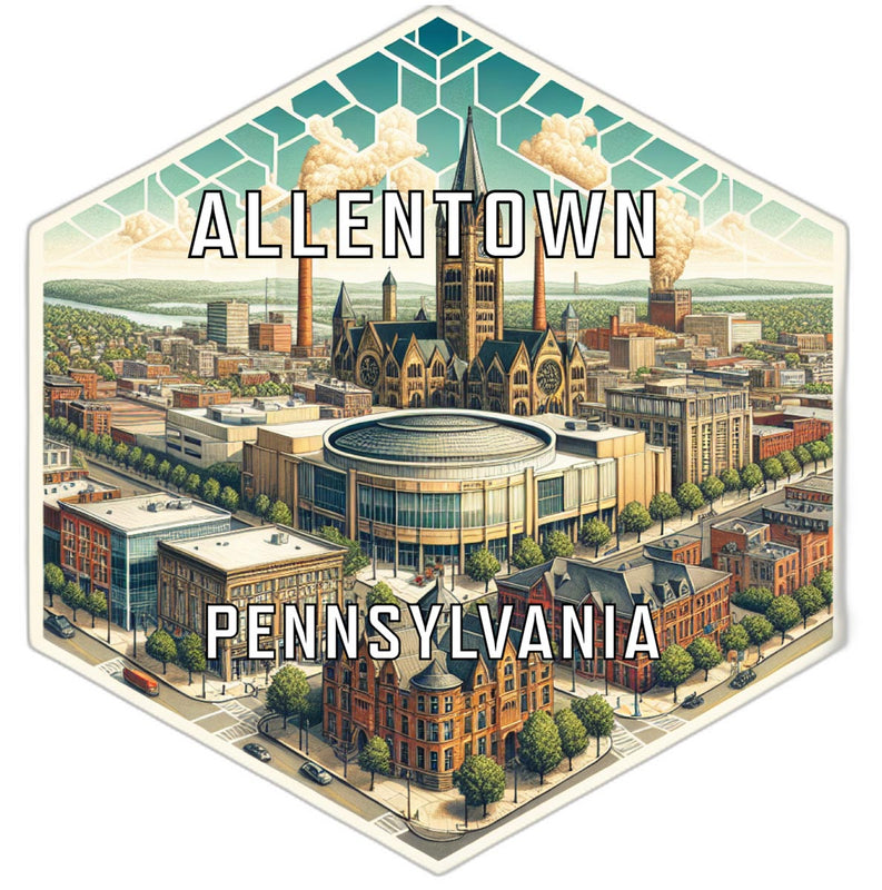 Allentown Pennsylvania Souvenir Travel Destination Die Cut Hexagon Fridge Magnet 6-Inch
