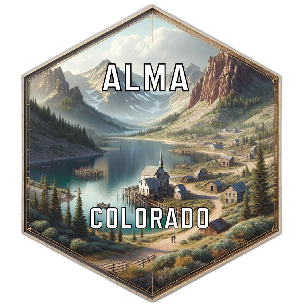 Alma Colorado Souvenir Travel Destination Die Cut Hexagon Fridge Magnet 2-Inch