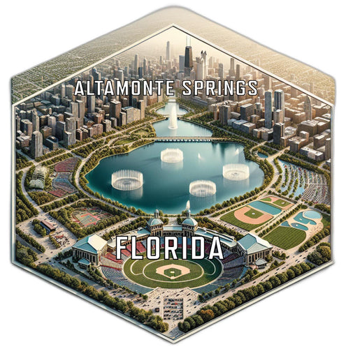 Altamonte Springs Florida Souvenir Travel Destination Die Cut Hexagon Fridge Magnet 2-Inch