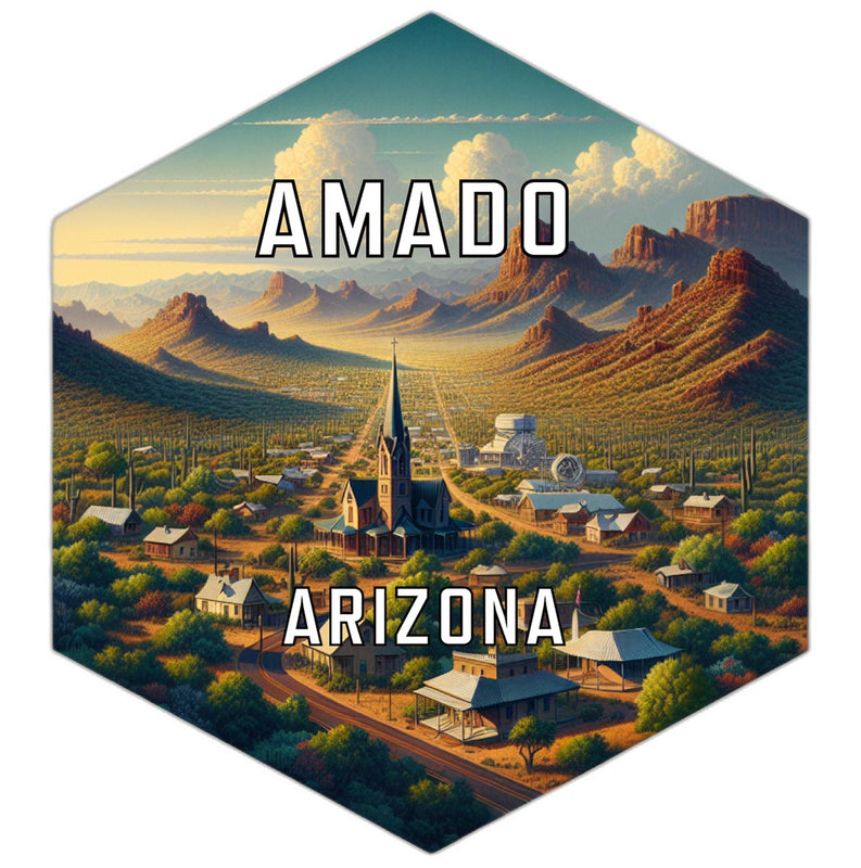 Amado Arizona Souvenir Travel Destination Die Cut Hexagon Fridge Magnet 2-Inch