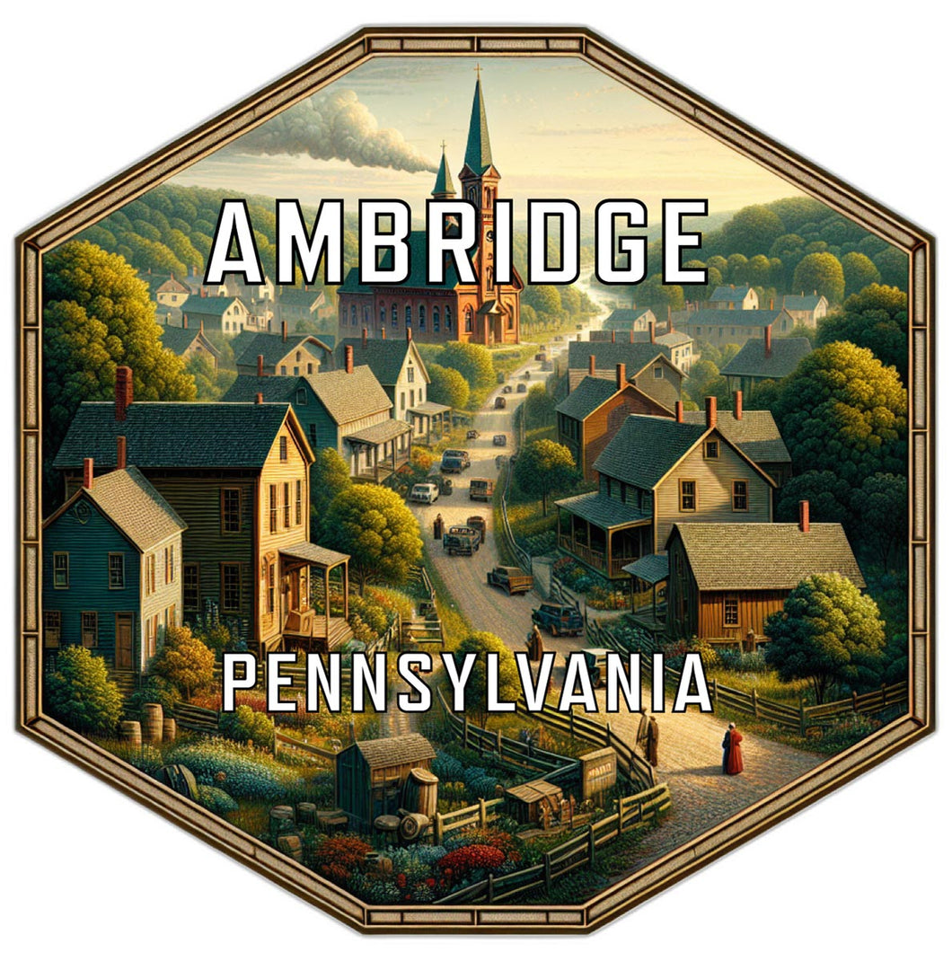 Ambridge Pennsylvania Souvenir Travel Destination Die Cut Hexagon Fridge Magnet 2-Inch