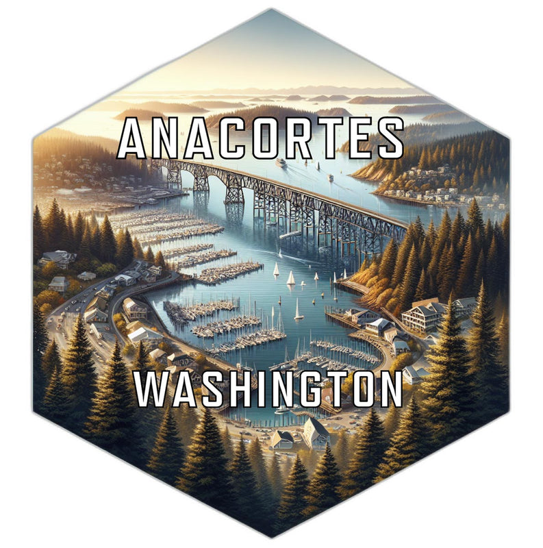 Anacortes Washington Souvenir Travel Destination Die Cut Hexagon Fridge Magnet 2-Inch