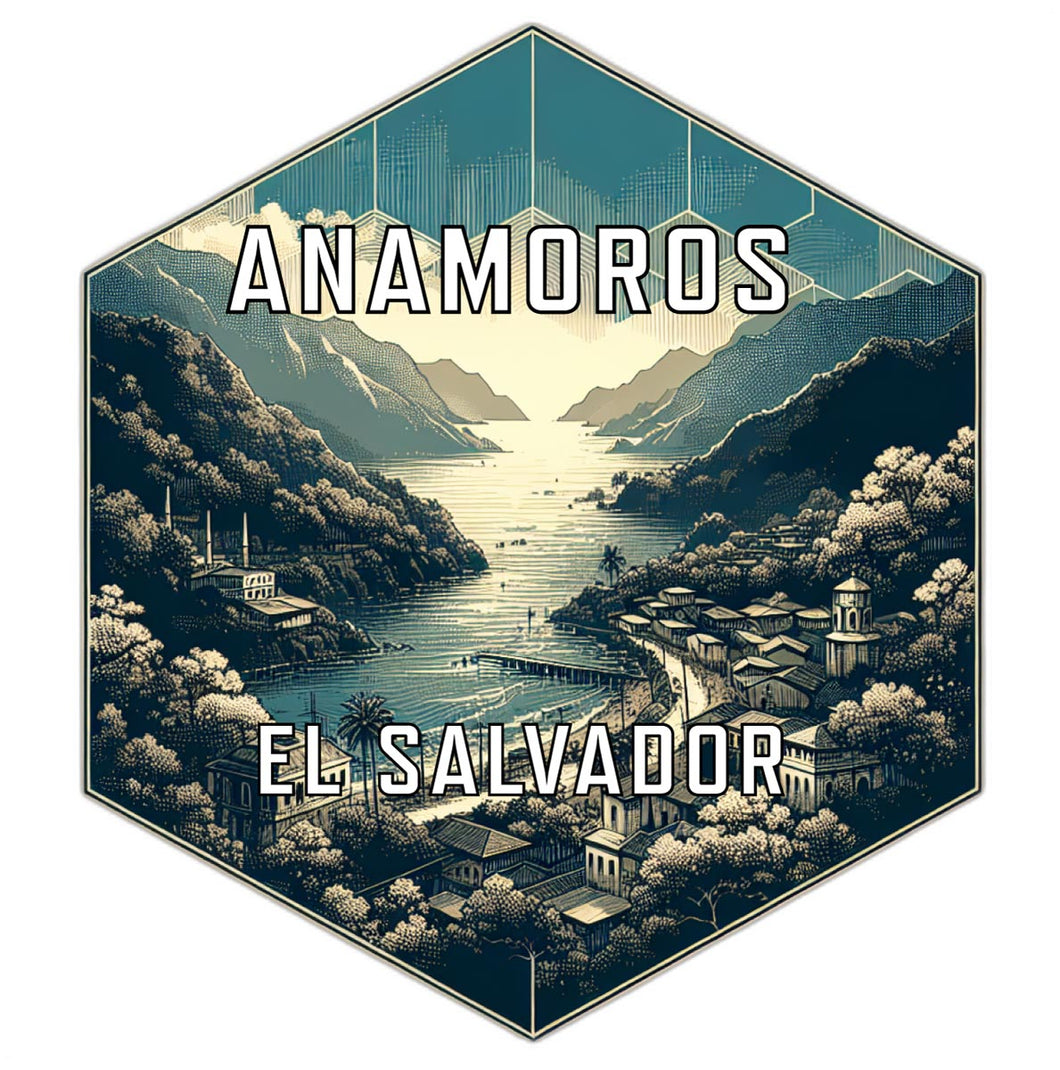 Anamoros El Salvador Souvenir Travel Destination Die Cut Hexagon Fridge Magnet 2-Inch