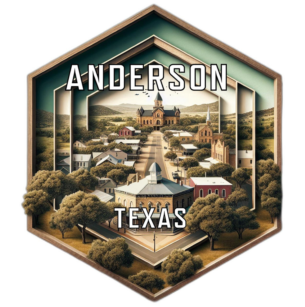 Anderson Texas Souvenir Travel Destination Die Cut Hexagon Fridge Magnet 2-Inch